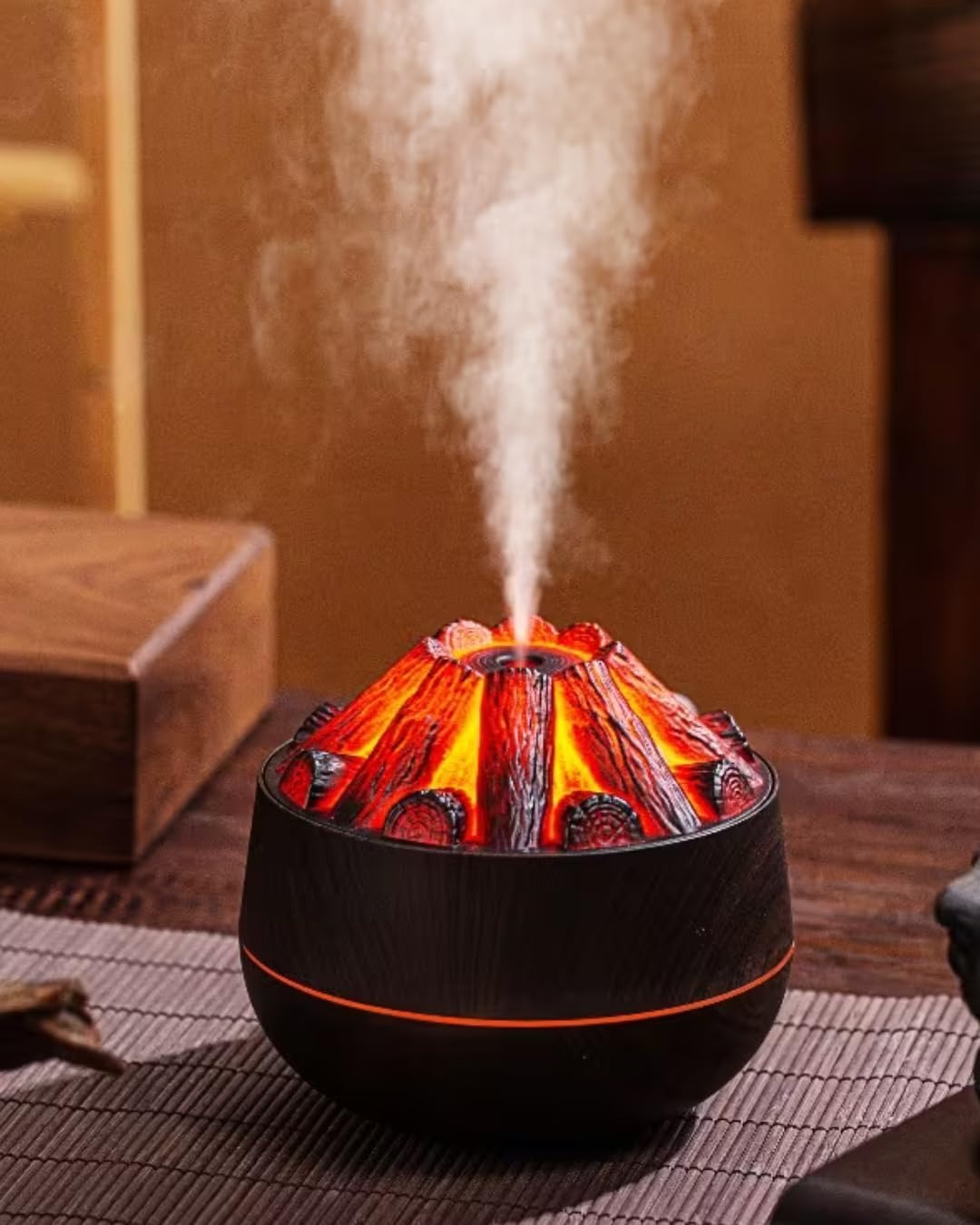 Humidifier with Night Lamp, 300ml Capacity, Two Spray Modes, Wood Grain Finish, USB Powered