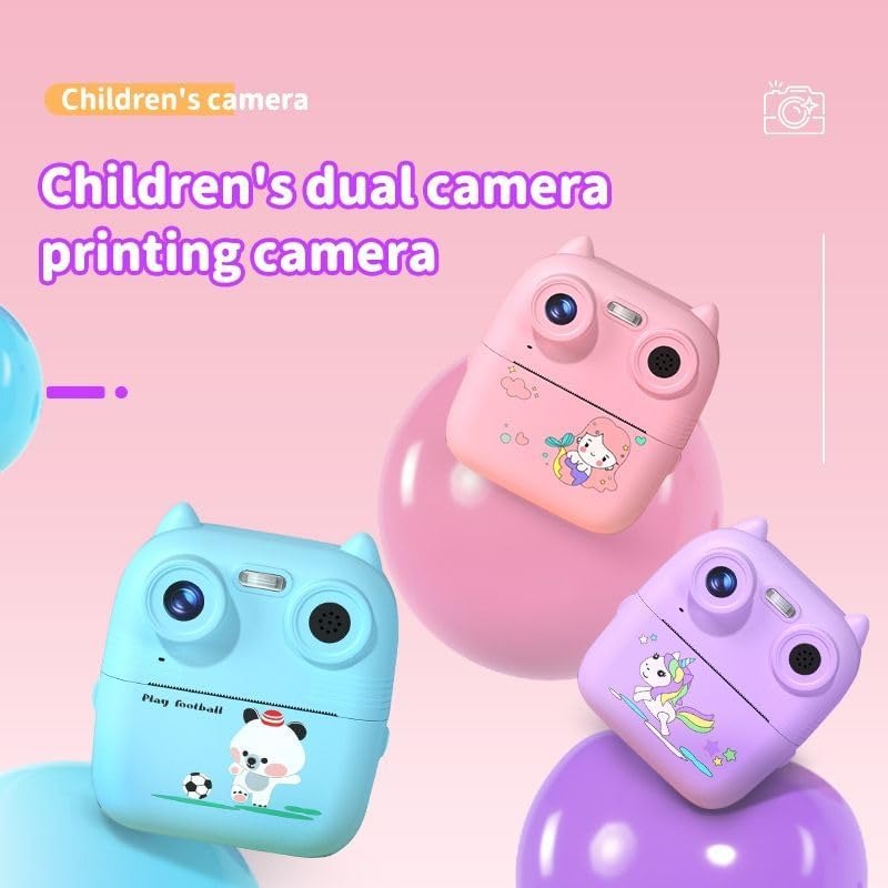 Instant Print Camera for Kids, HD Dual-Lens Selfie Digital Camera with 3 Rolls Print Paper & 32GB Card, Portable Holiday Birthday Gifts Toy for...