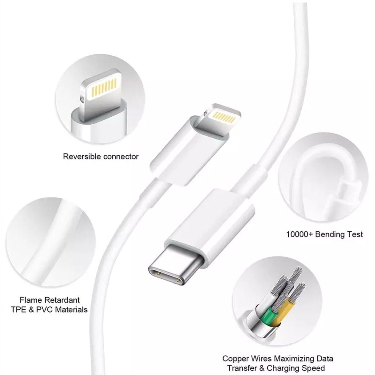 Ezra Type C To Lightning PD20w White Cable -2m.