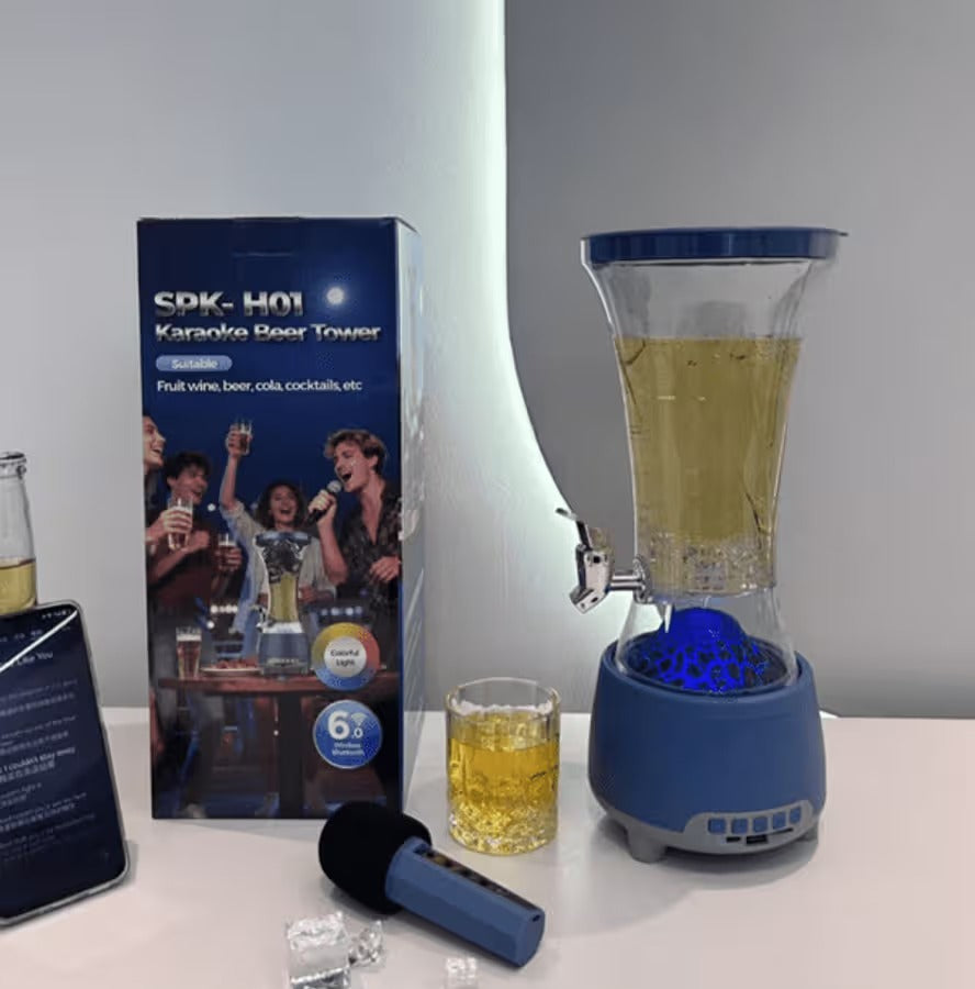 Karaoke Beer Tower Speaker with Microphone