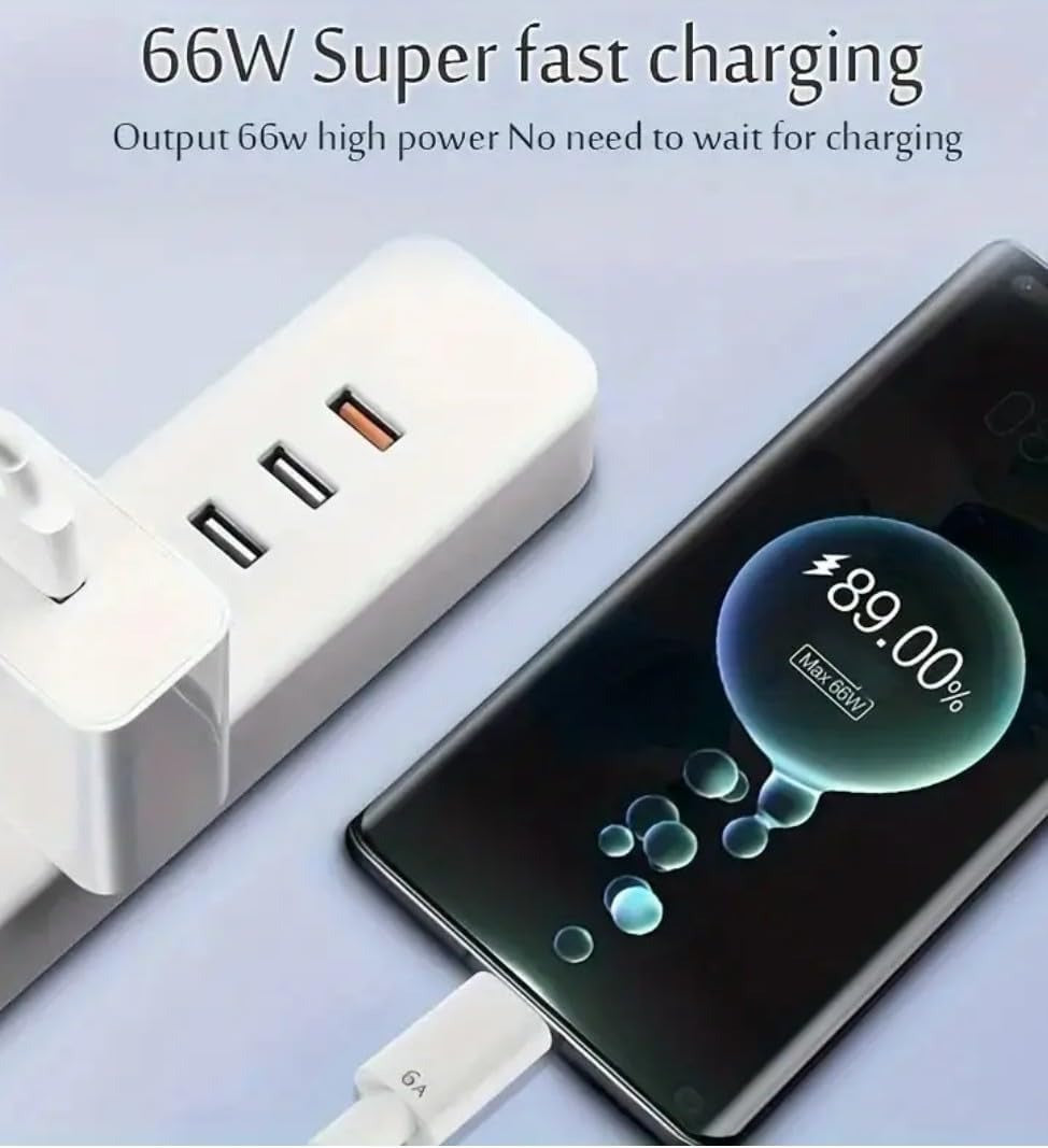 USB to USB-C Cable, White, Fast Charging Data Sync Cord with Orange Accents.