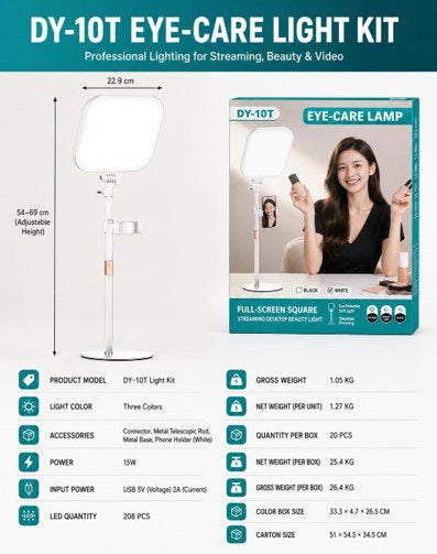 PM-400 DY-10T USB 15W Telescopic Eye Care Streaming Ring Light Lamp.
