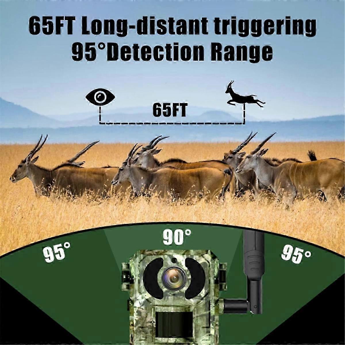 4G LTE Cellular Trail Camera with 4W Solar Panel, 7800mAh Battery, Motion Activated Night Vision, 4MP IP66 Waterproof