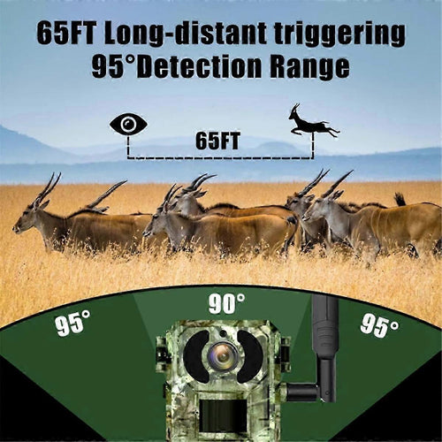 4G LTE Cellular Trail Camera with 4W Solar Panel, 7800mAh Battery, Motion Activated Night Vision, 4MP IP66 Waterproof