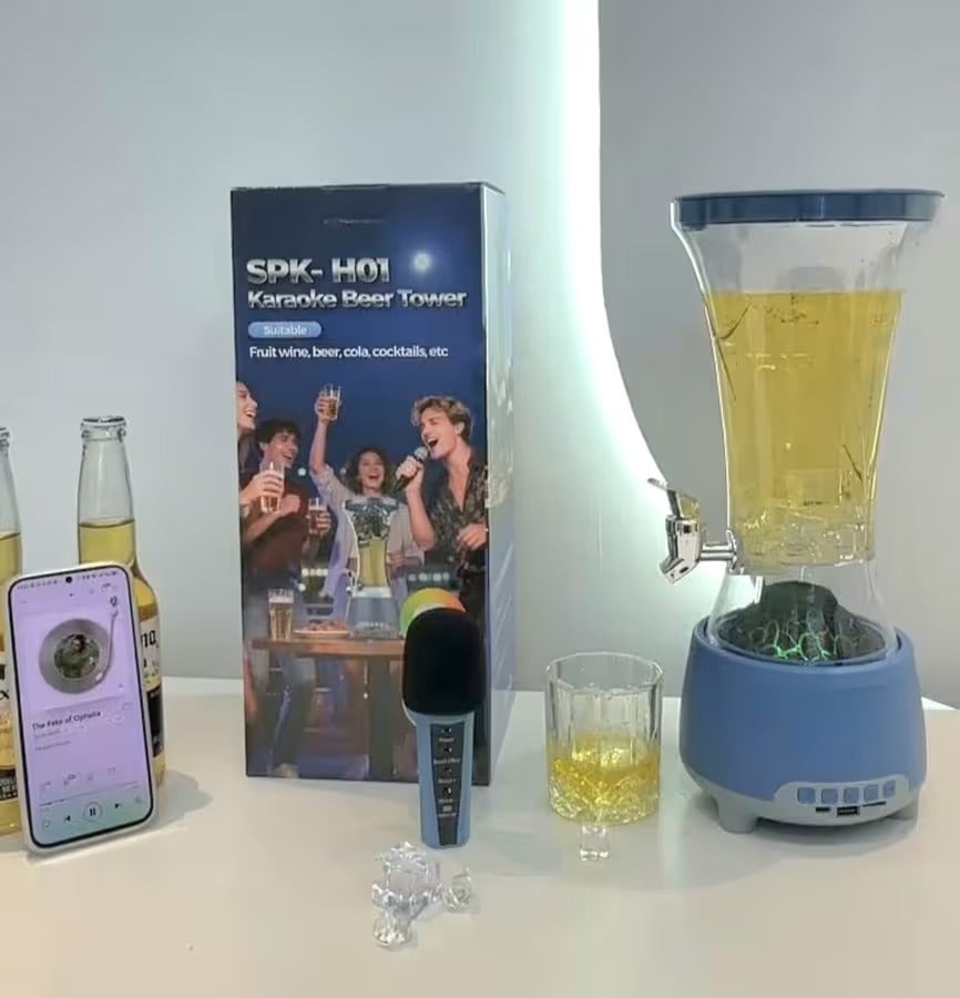 Karaoke Beer Tower Speaker with Microphone