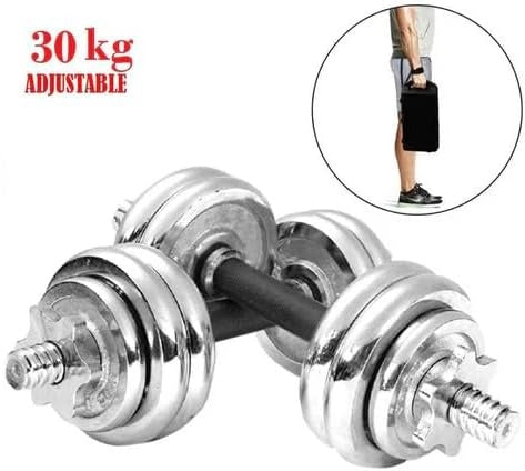 50kg Adjustable Dumbbell & Barbell Set – Iron Plates with Rubber-Coated Bars | Home Gym Strength Training Kit.