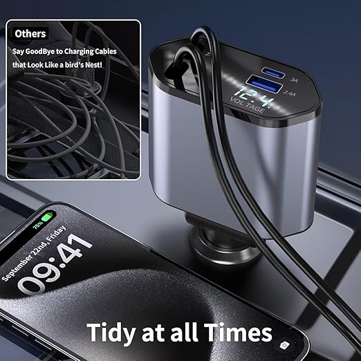 66 WATT RETRACTABLE CAR CHARGER