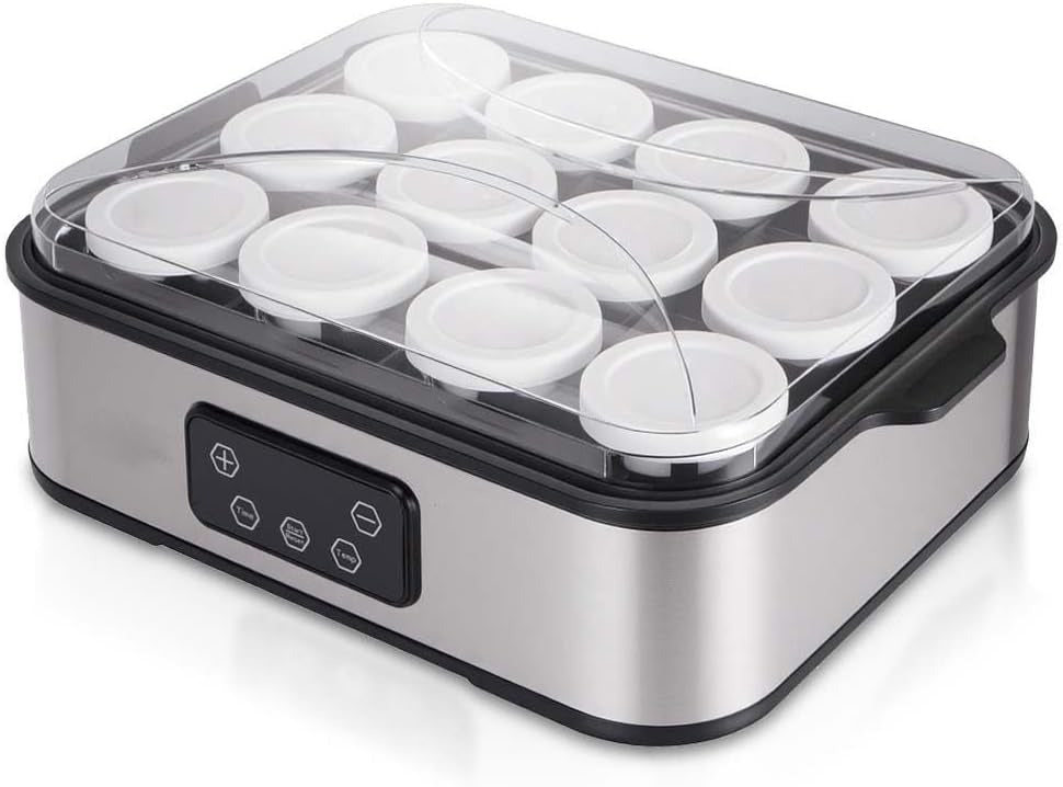 Akane Yogurt Maker 12 Jar 180ml Digital PTC Heating Stainless