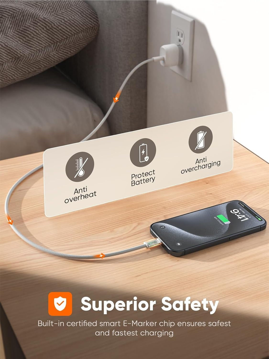 EZRA USB C to C Super Fast Charging Cable 240W Woven 3.3FT iPhone 16 15 Charger Cord, 140W USB-C MacBook, PD 100W 60W Type C Cord for MacBook iPad.