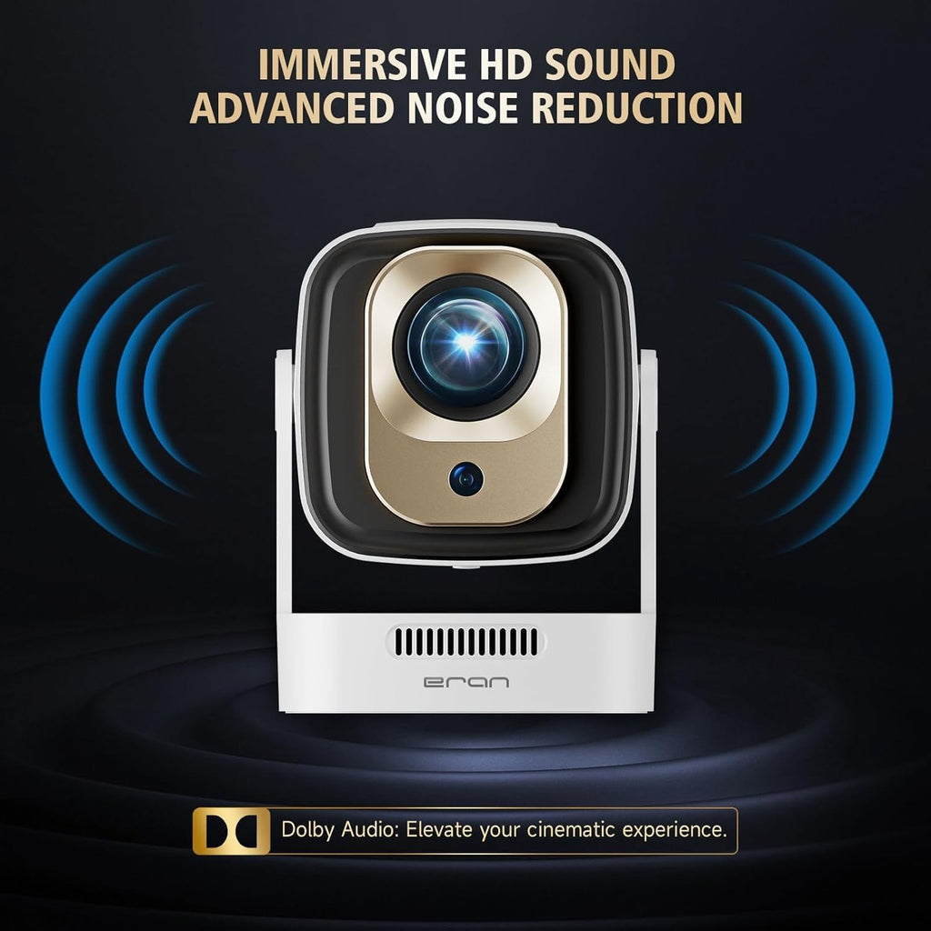 AB-TYY07 Smart Android LED Projector with Remote Control – Wi-Fi 6, Bluetooth 5.4, HDMI/USB, Auto Focus – Portable Home Cinema for Movies, Gaming