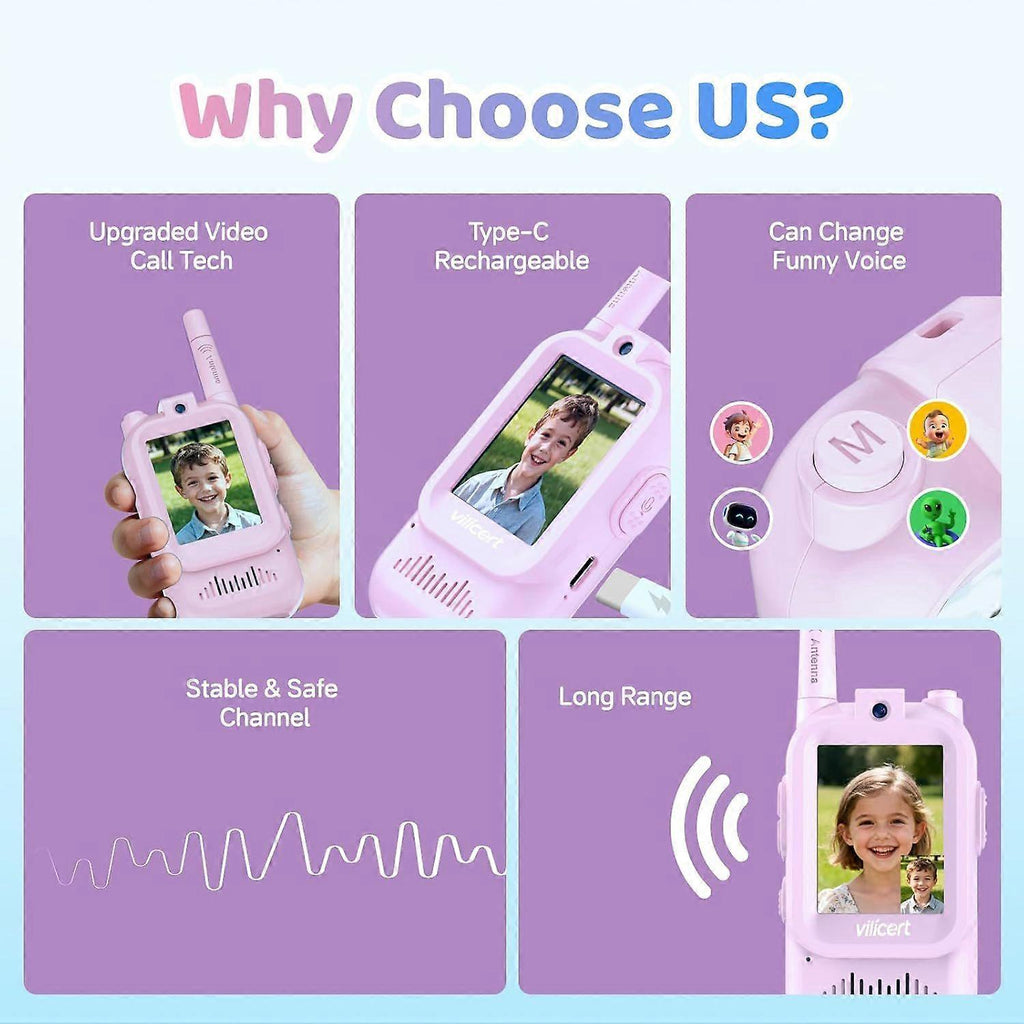 Kids Video Walkie Talkies for Girls Ages 3-12,
