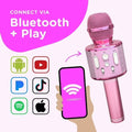 Kids Bluetooth Karaoke Microphone with Speaker- Toys for Kids - Pink