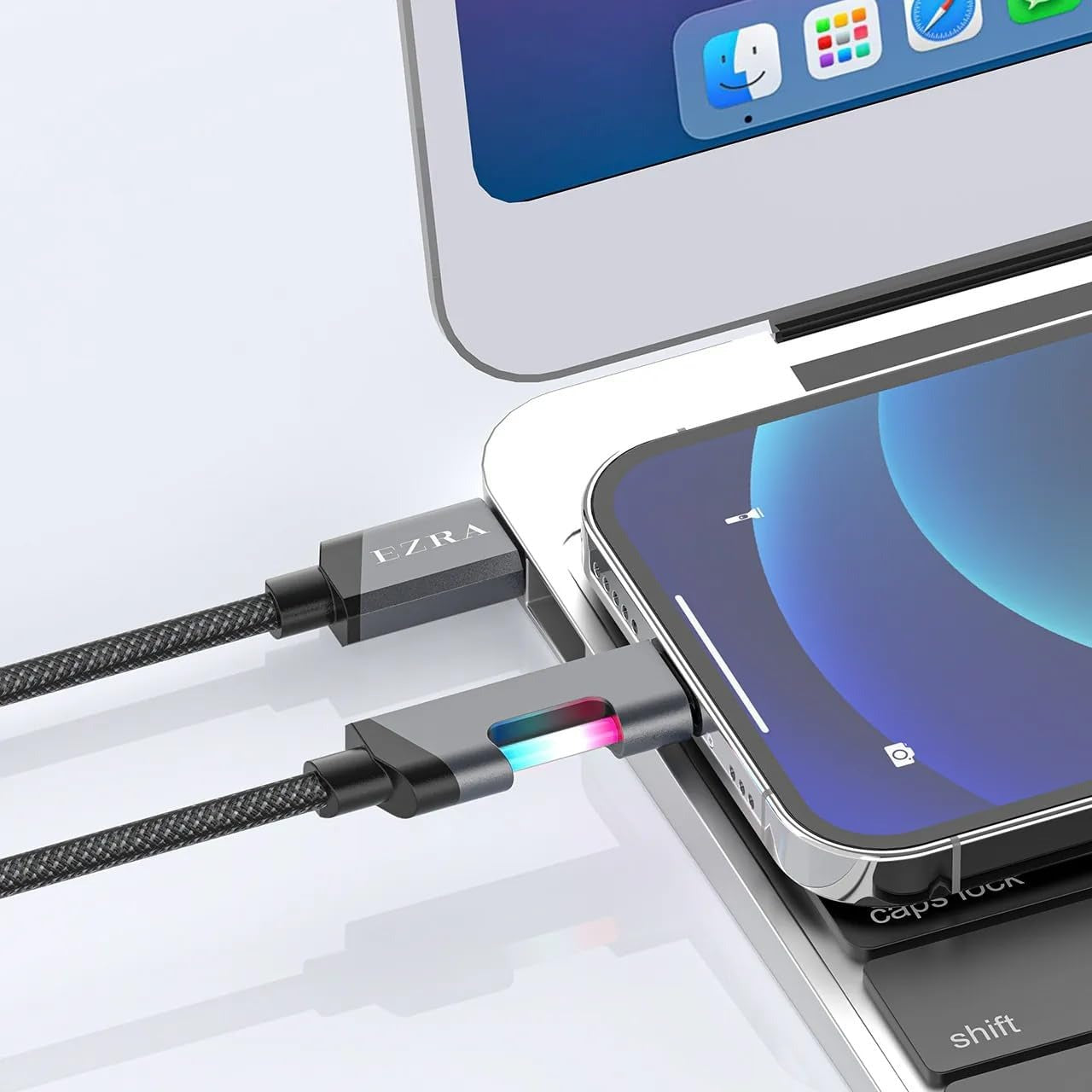 EZRA 60W PD3.0 Fast Charging, Zinc Alloy Nylon Braided USB to Type-C Cable, for iPhone 15/Pro/Plus/Pro Max, (USB C/C, 1m)