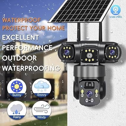 Solar Powered Security Camera 4K Wireless Outdoor 360°