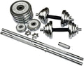 50kg Adjustable Dumbbell & Barbell Set – Iron Plates with Rubber-Coated Bars | Home Gym Strength Training Kit.