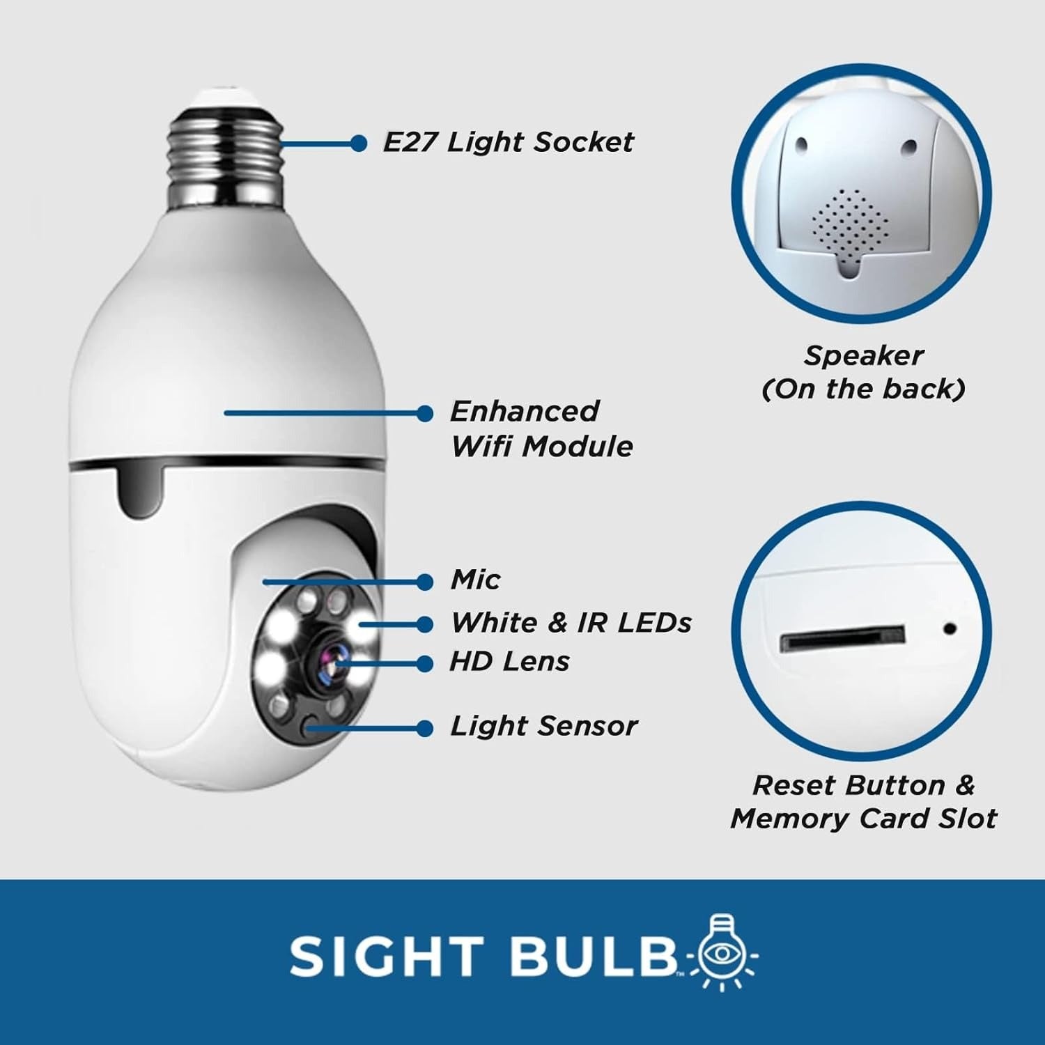 Sight Bulb Security Camera, Two Way Talk 1080P HD Video WiFi Smart Camera, Indoor Outdoor Night Vision 360 Degree Motion Detection with SD Card (Pack of 2)