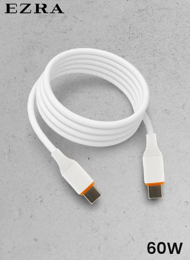 EZRA PD Type-C To Type-C Cable For Nothing CMF Phone 2 Pro Original USB Data & Charging Cable PD Dash WRAP Fast Charging 60W High Speed Rapid Fast Turbo QC 3.0 Charging Cable (White, 4Amp, SE.Q9)