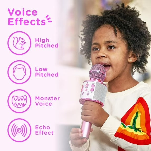 Kids Bluetooth Karaoke Microphone with Speaker- Toys for Kids - Pink