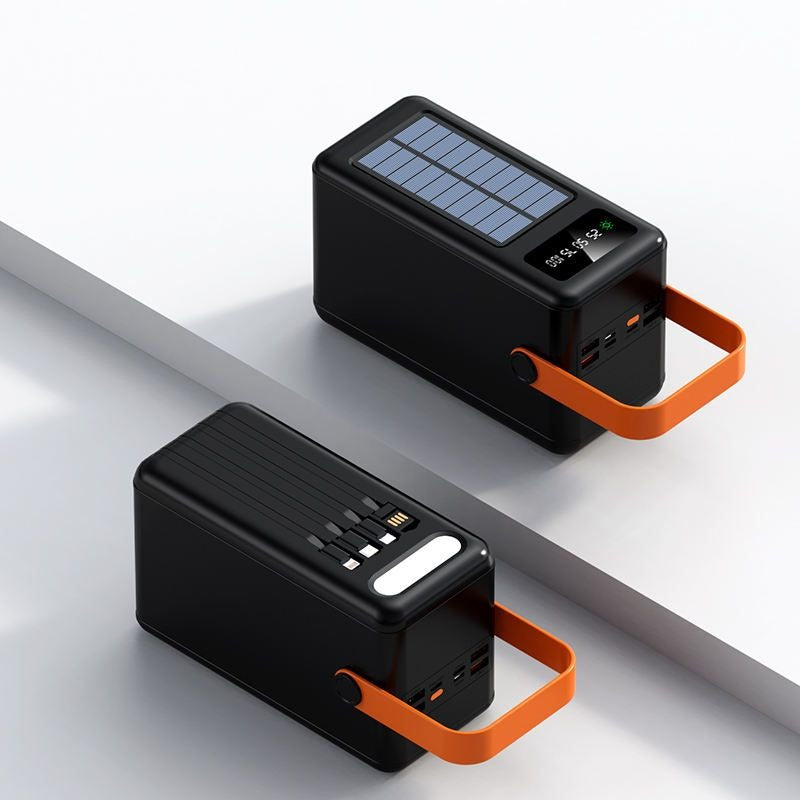 Ultimate 100000mAh Solar Powerbank with Mounted Light & 1:4 USB Cables