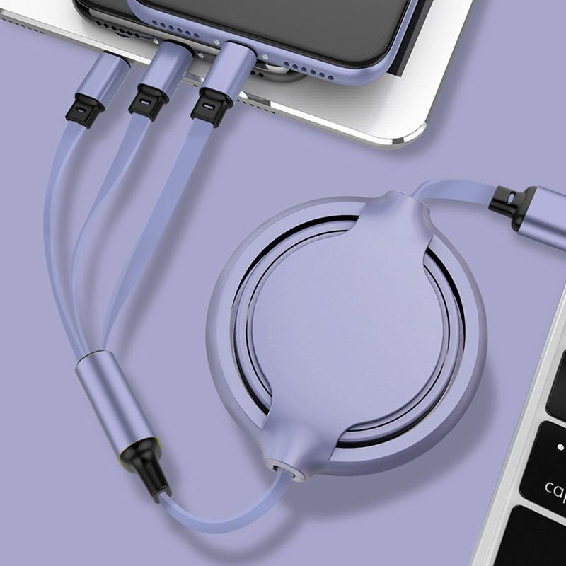 3 In 1 USB Cable Retractable Data Cord Compatible With Iphone Samsung