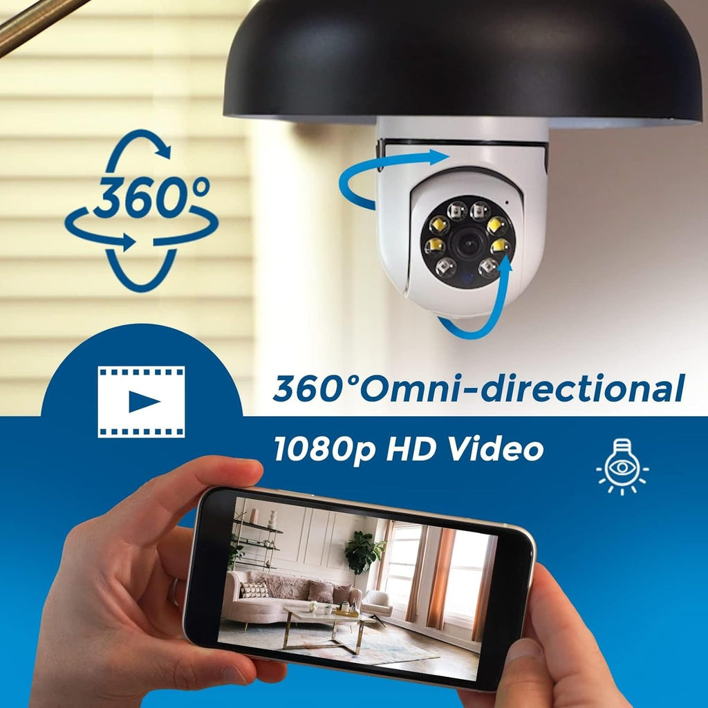 Sight Bulb Security Camera, Two Way Talk 1080P HD Video WiFi Smart Camera, Indoor Outdoor Night Vision 360 Degree Motion Detection with SD Card (Pack of 2)