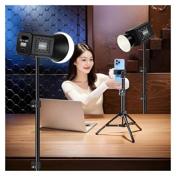 PM-200 Rechargeable 60W Bi-Color COB Video Light 12000mAh 3200-6500K With Stepless Dimming