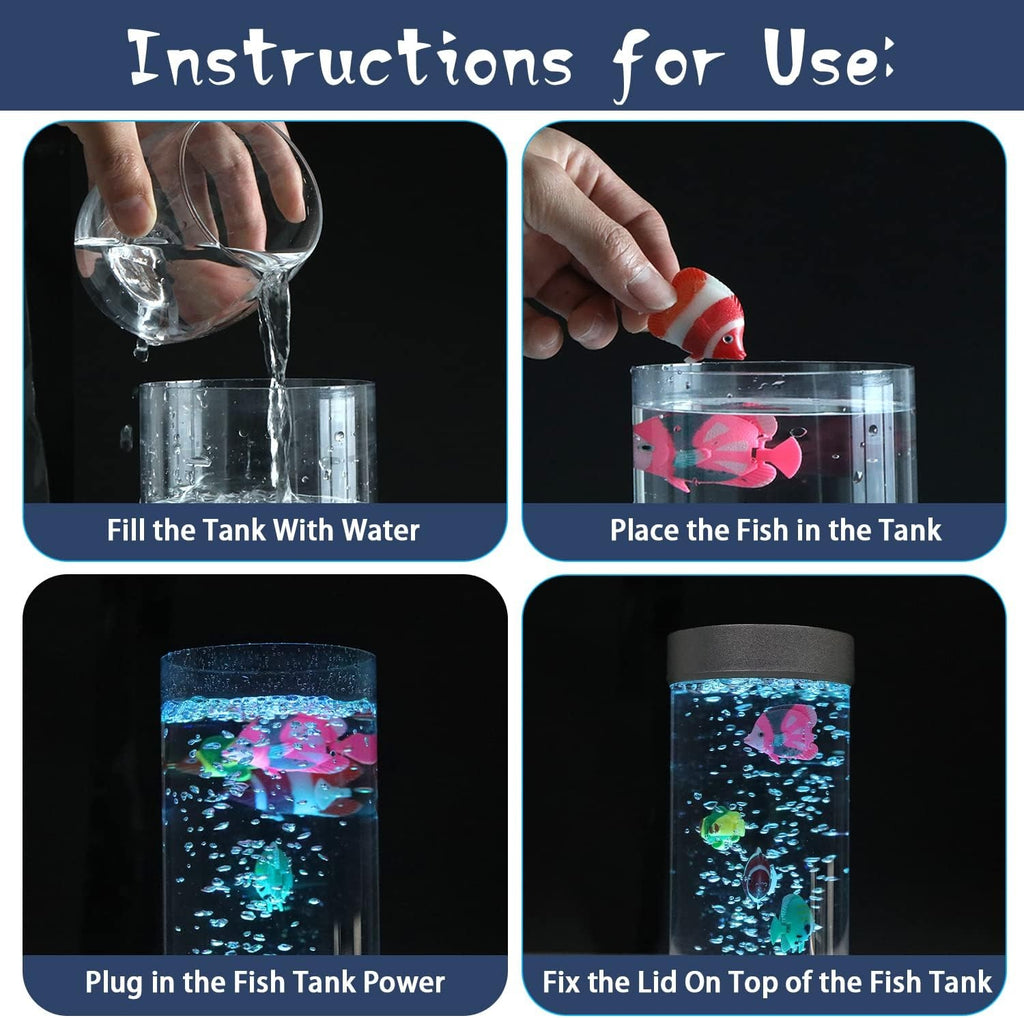 Bubble Fish Lamp, Sensory Bubble Tube Lamp, Artificial Fish Tank with Moving Fish, to Light Up Your Life Like a Lamp, Fish Tank Light and Aquarium.