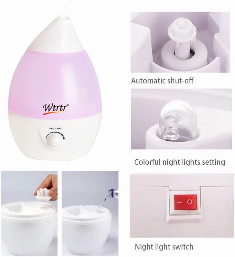 Wtrtr Cool Mist Humidifier for Bedroom, 3L Ultrasonic Air Humidifier for Babies, Premium Humidifying Unit, Whisper-Quiet Operation & Automatic Shut-Off...