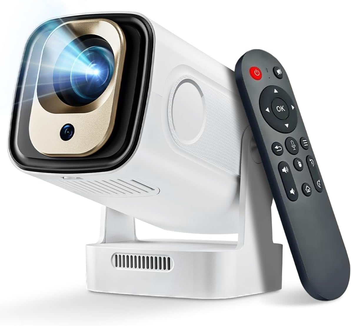 AB-TYY07 Smart Android LED Projector with Remote Control – Wi-Fi 6, Bluetooth 5.4, HDMI/USB, Auto Focus – Portable Home Cinema for Movies, Gaming