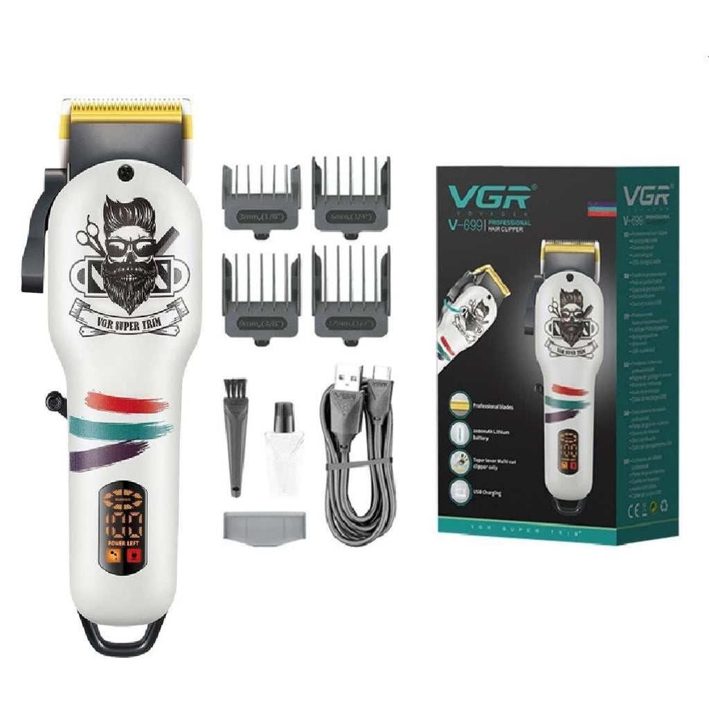 Razors V-699 Hair Clipper Electric Trimmer Men Professional Barber Men Cordless Clippers Shaver Trimmer for Man Cleaning Machine(V-699 Black & White )