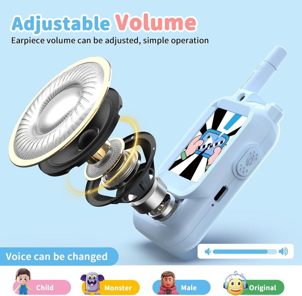 2 Piece Rechargeable Video Walkie-Talkie Set for Kids Ideal for Outdoor Use.