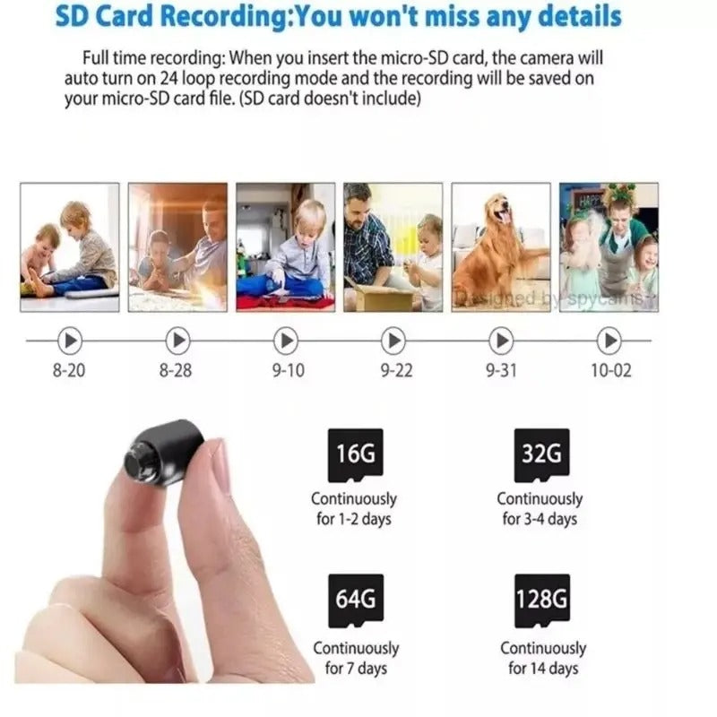 The X5 WiFi Mini Camera delivers high-definition 1080p video, 140° wide-angle coverage, and advanced 940nm infrared night vision for discreet, 24/7 monitoring.