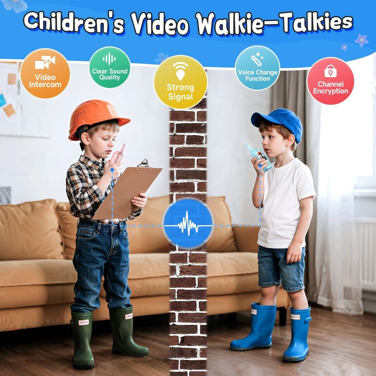 2 Piece Rechargeable Video Walkie-Talkie Set for Kids Ideal for Outdoor Use.