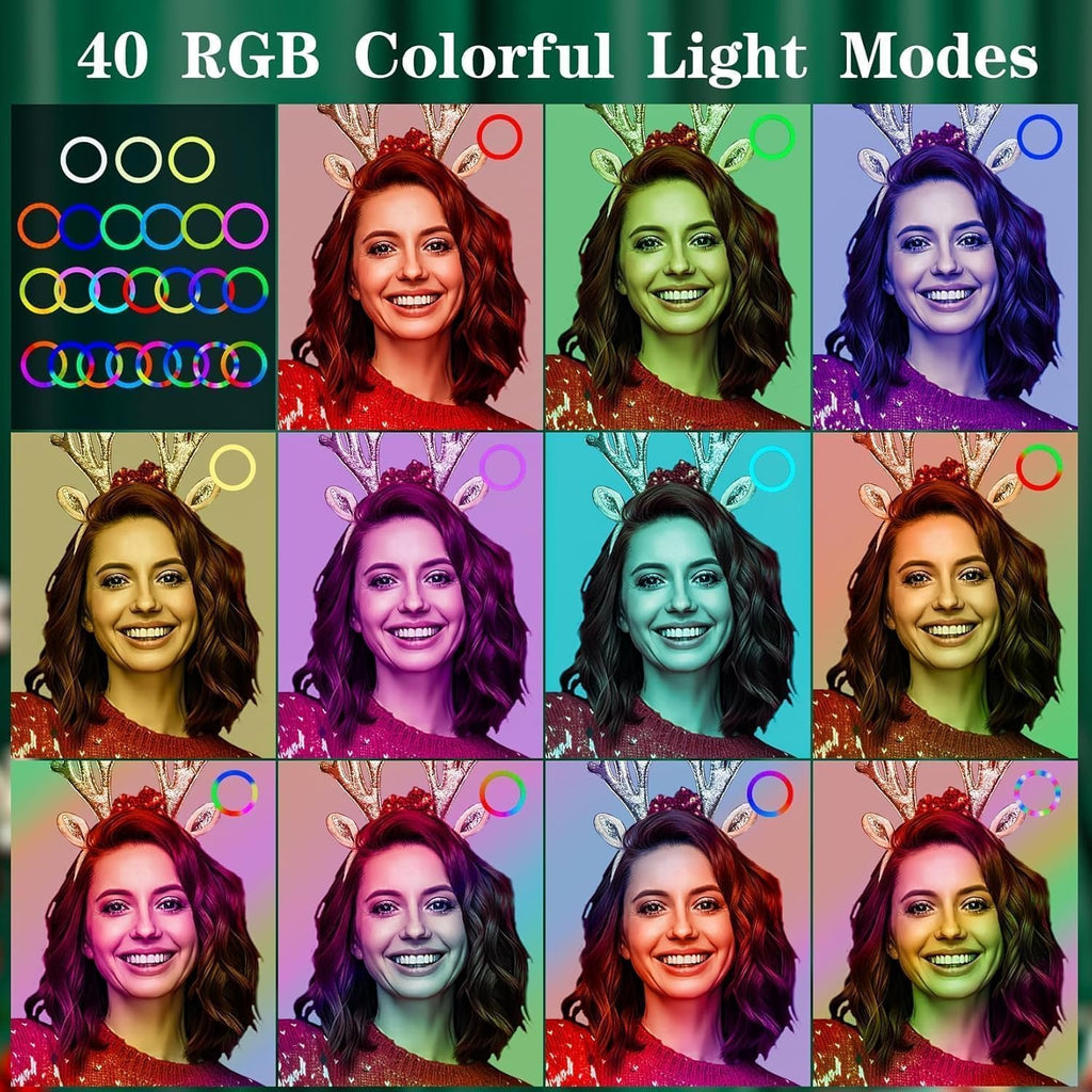 18 Inch RGB Ring Light with Tripod Stand, Phone Holder, Colour Changing LED, for Photography and Streaming