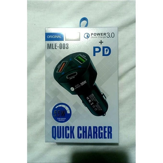 Quick Charge 3.0 PD 55W Multi-USB Car Charger for Mobiles & Tablets - 3.1A Power Delivery with Fast Charging |