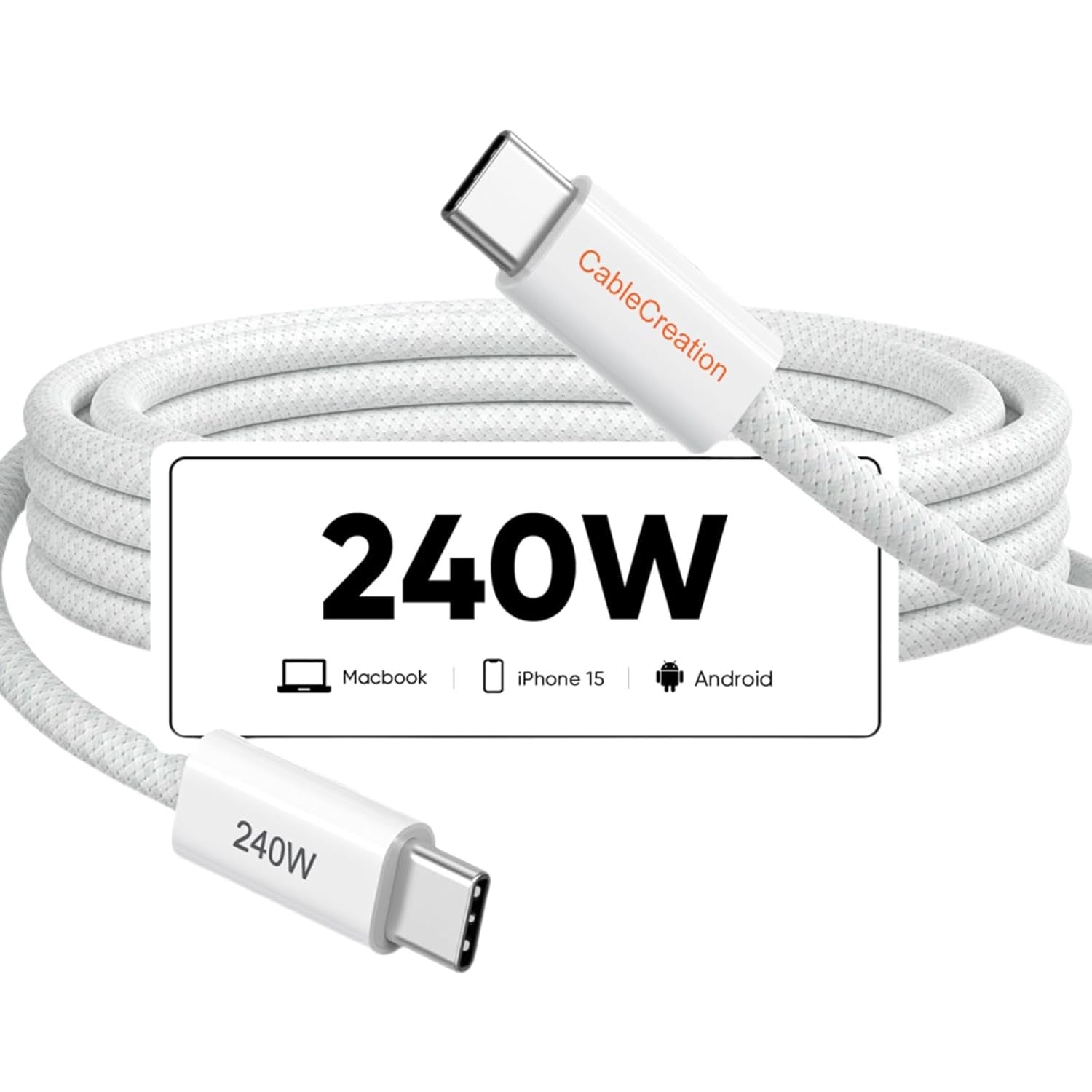EZRA USB C to C Super Fast Charging Cable 240W Woven 3.3FT iPhone 16 15 Charger Cord, 140W USB-C MacBook, PD 100W 60W Type C Cord for MacBook iPad.