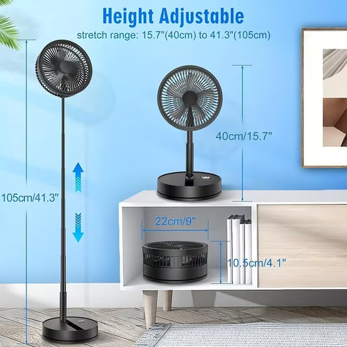 8-Inch Rechargeable Oscillating Foldaway Fan & Standing Fan