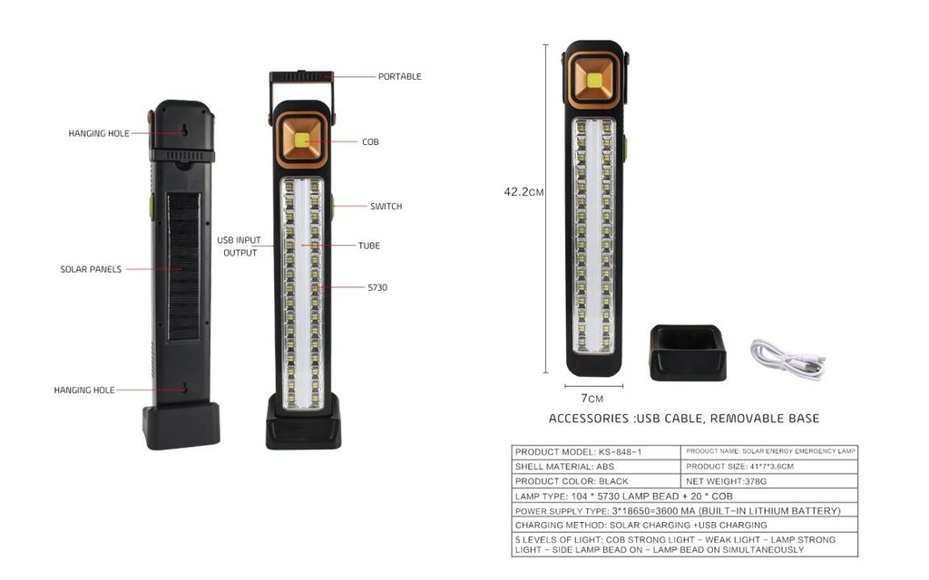 48 LED Solar Emergency Portable Light -HEL-6866T