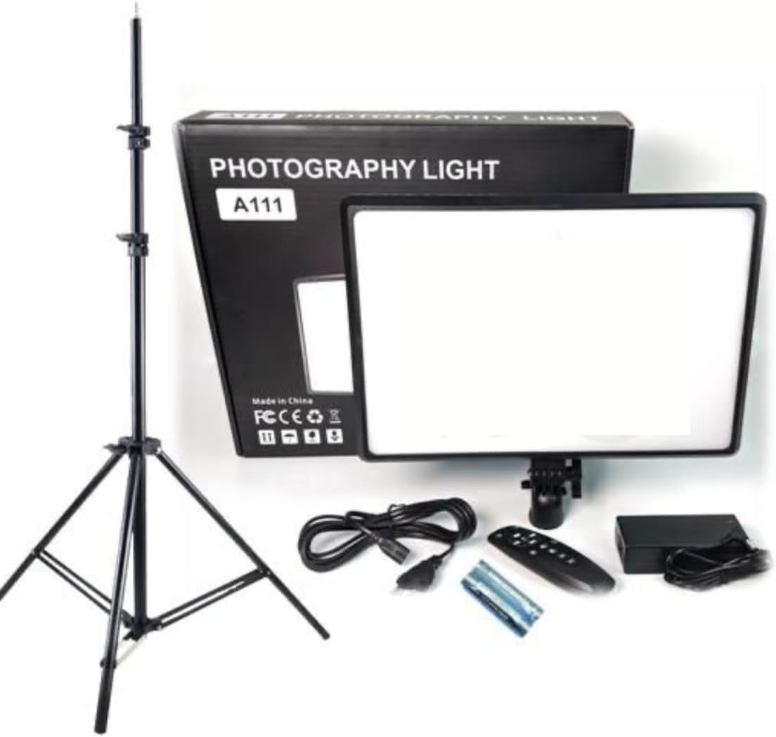Professional Photography Light with Remote and Tripod Stand, 6000K, 120 LED Beads, 3000K-6000K Color Temperature, Model A111