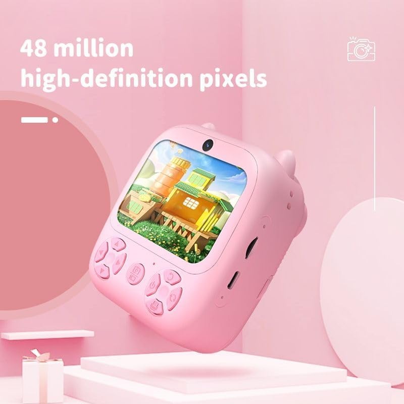 Instant Print Camera for Kids, HD Dual-Lens Selfie Digital Camera with 3 Rolls Print Paper & 32GB Card, Portable Holiday Birthday Gifts Toy for...