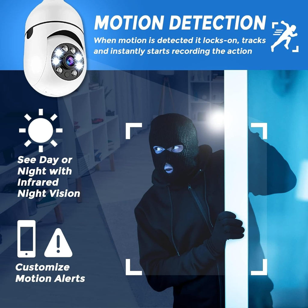 Sight Bulb Security Camera, Two Way Talk 1080P HD Video WiFi Smart Camera, Indoor Outdoor Night Vision 360 Degree Motion Detection with SD Card (Pack of 2)