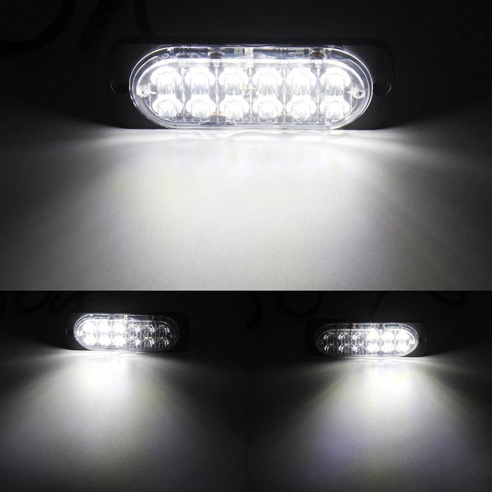 VS-12T-B White  Car  Light12 LED Truck Emergency Beacon Warning Hazard Flash Strobe Light 12-24V