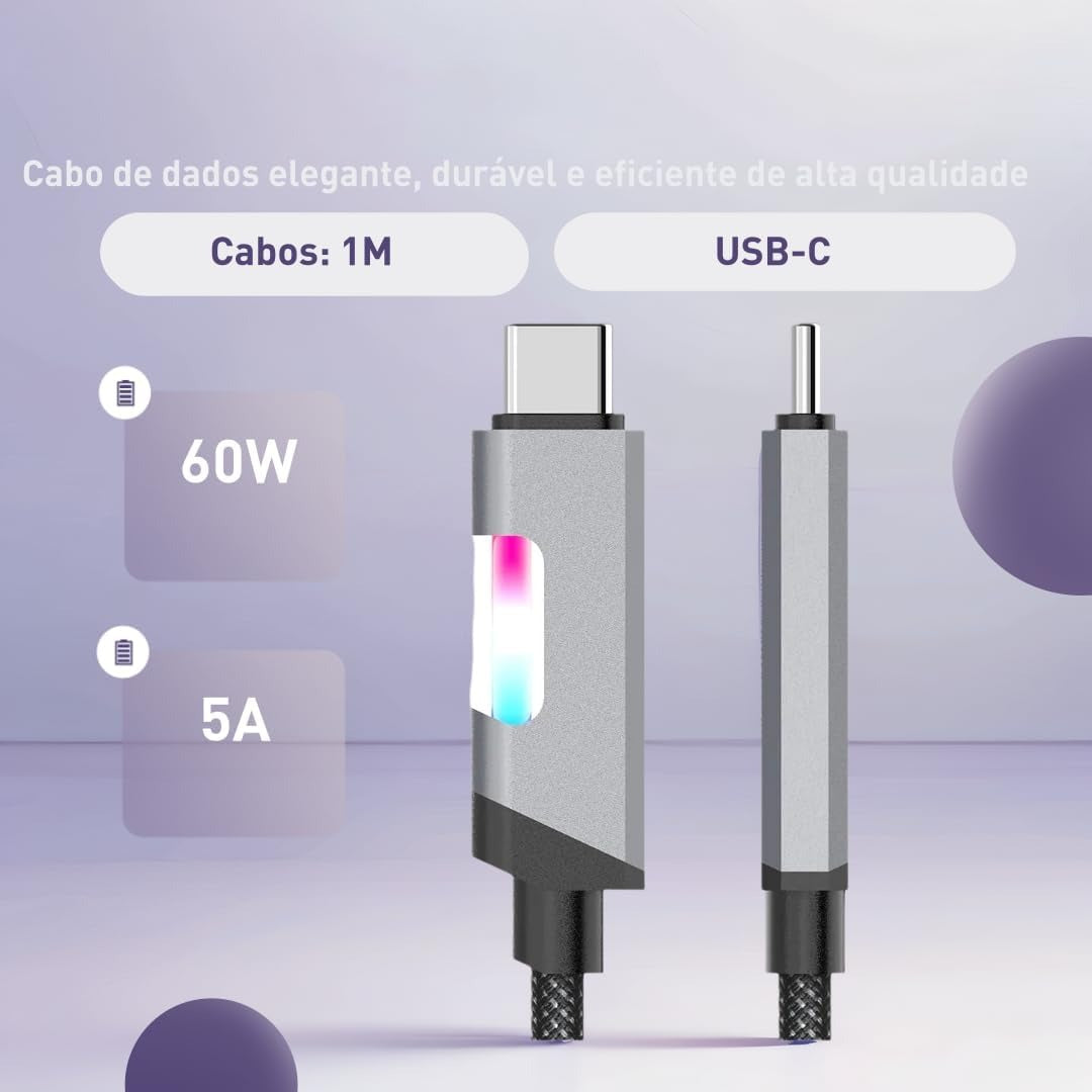 EZRA 60W PD3.0 Fast Charging, Zinc Alloy Nylon Braided USB to Type-C Cable, for iPhone 15/Pro/Plus/Pro Max, (USB C/C, 1m)
