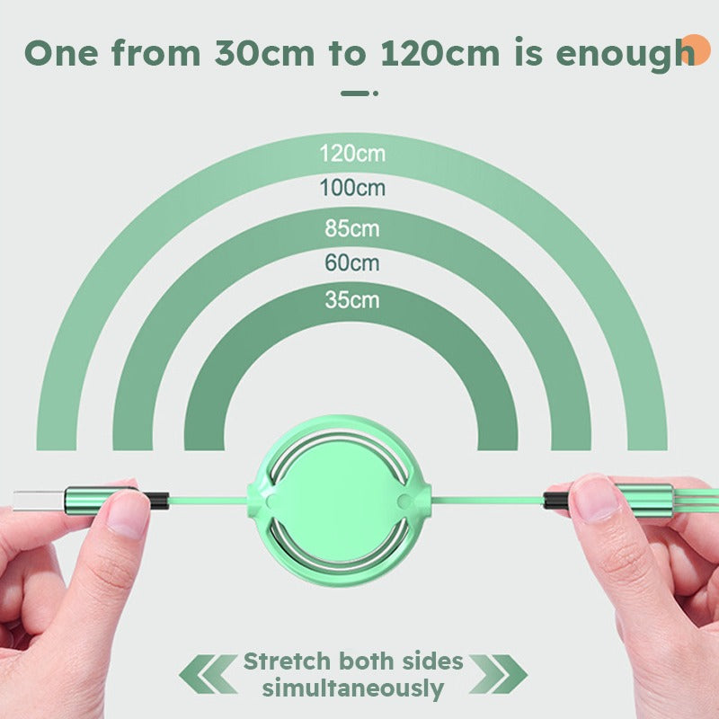 3 In 1 USB Cable Retractable Data Cord Compatible With Iphone Samsung