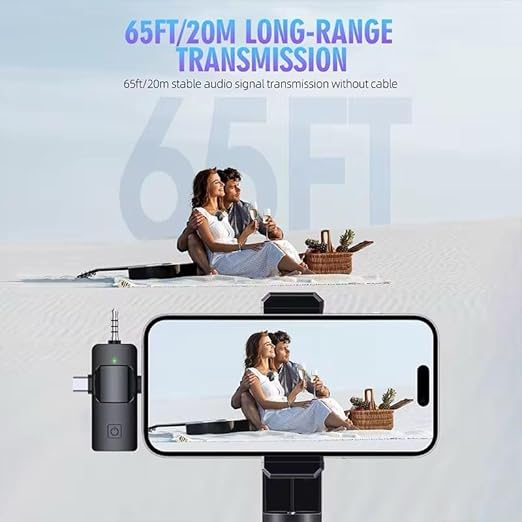 Dual Wireless HYS2FZ-022 Microphones 10 hour Record Time For iPhone/Camera/Android Devices-(GC)