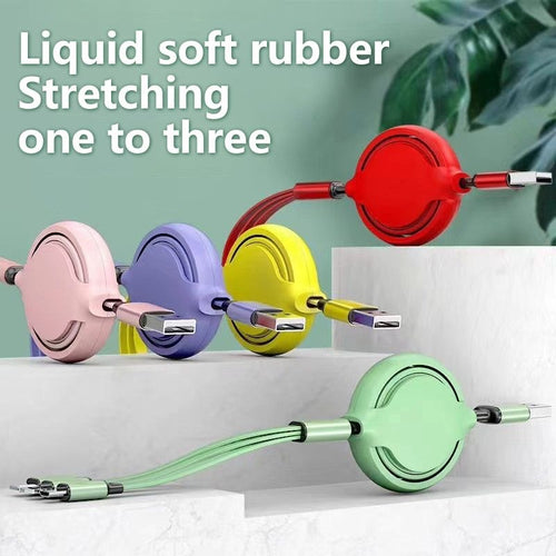 3 In 1 USB Cable Retractable Data Cord Compatible With Iphone Samsung