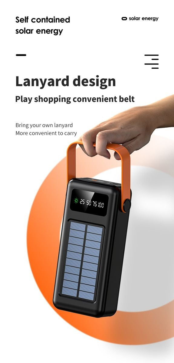 Ultimate 100000mAh Solar Powerbank with Mounted Light & 1:4 USB Cables