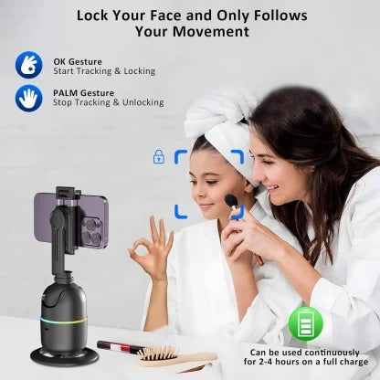 Magic Gimbal P03 Auto Face Tracking Tripod Bluetooth Selfie Stick  (Black, Remote Included).