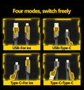 EZRA 4in 1 65W  Combo Style Fast Charging Cable for iPhone Samsung Xiaomi Redmi POCO OnePlus USB A to USB C Data Cord