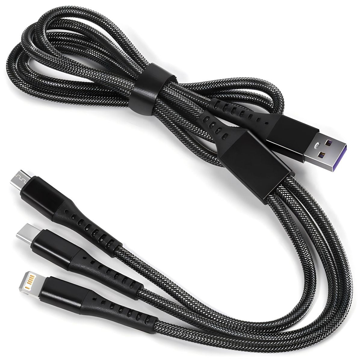 100W 3 in 1 USB Charge Cable 6A 100W Portable Micro USB Type C Cable